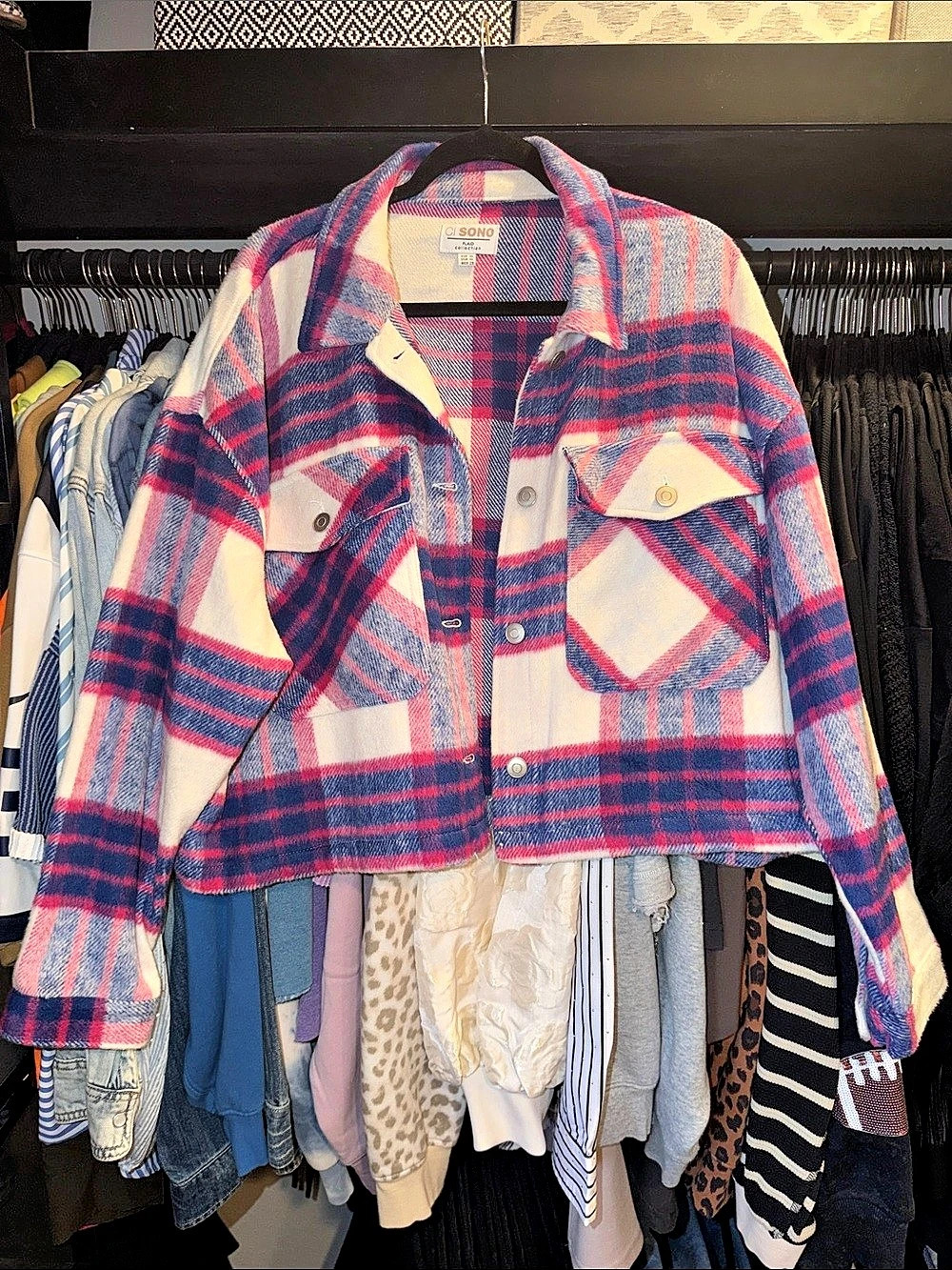 BP. Plaid Utility Jacket Blue & Red Size Medium Like New